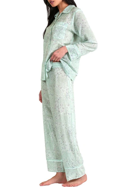 Shop Papinelle Cheri Blossom Cotton & Silk Pajamas In Sage