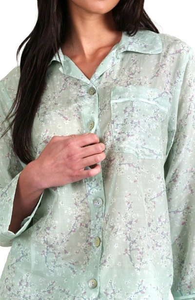 Shop Papinelle Cheri Blossom Cotton & Silk Pajamas In Sage