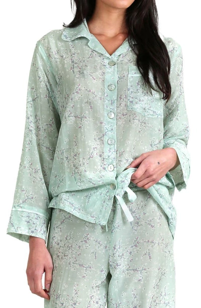 Shop Papinelle Cheri Blossom Cotton & Silk Pajamas In Sage