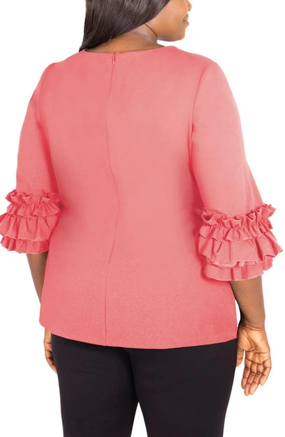 Shop Maree Pour Toi Marée Pour Toi Ruffle Sleeve Knit Top In Coral