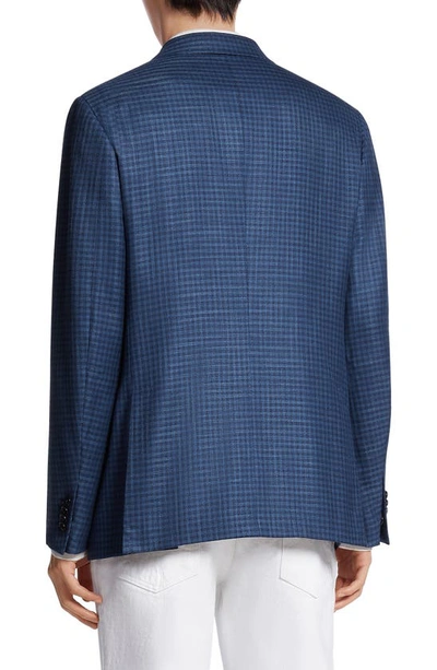 Shop Zegna High Blue Check Wool & Silk Sport Coat