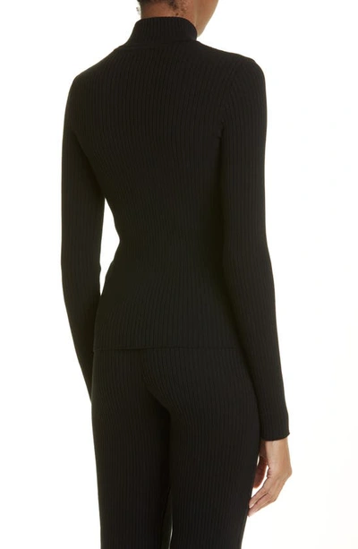Courrèges Black Reedition Rib Knit Mock Neck Sweater In Black