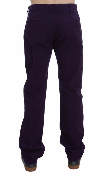Shop Gianfranco Ferre Gf Ferre Purple Cotton Stretch Slim Men's Chinos