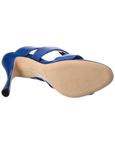 Shop Manolo Blahnik Gyrica 105 Leather Sandal In Blue