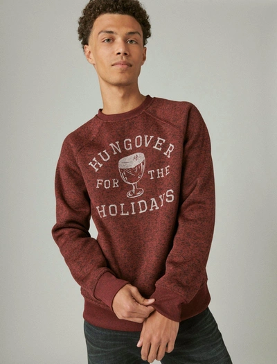 Shop Lucky Brand Men's Los Feliz Fleece Hungover Holidays Crew In Red