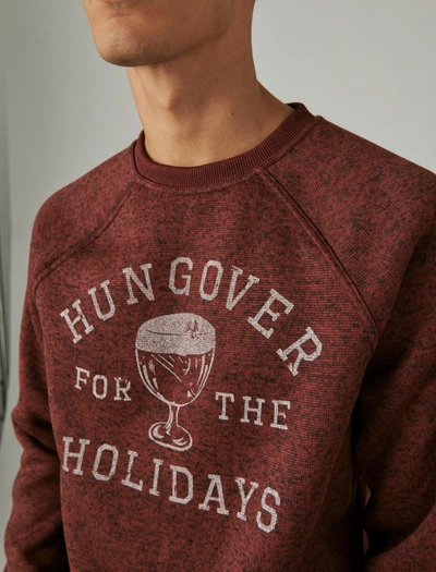 Shop Lucky Brand Men's Los Feliz Fleece Hungover Holidays Crew In Red