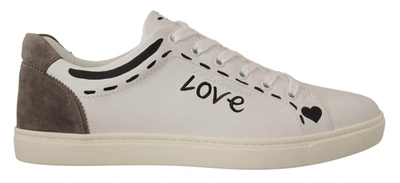 Shop Dolce & Gabbana Leather  Love Casual Sneakers Men's Shoes In White