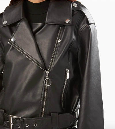 Shop Weworewhat Black Cropped Faux Leather Moto Jacket In Black
