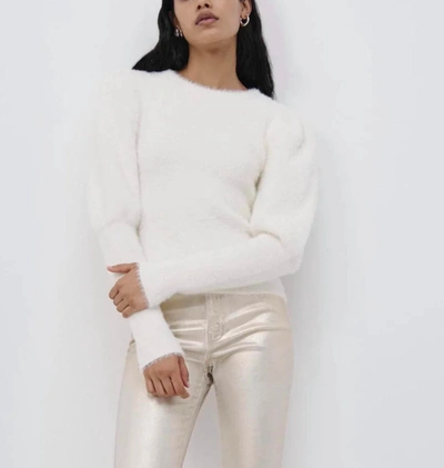 Shop Jonathan Simkhai Levi Fuzzy Pullover In Ivory In White