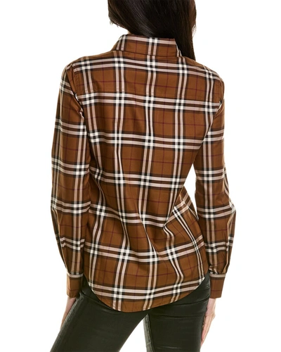 Shop Burberry Check Woven Shirt In Brown