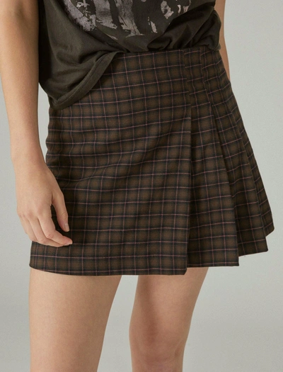 Shop Lucky Brand Women's Plaid Mini Pleated Skirt In Brown