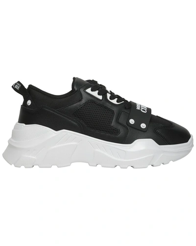 Shop Versace Jeans Couture Leather & Mesh Sneaker In Black