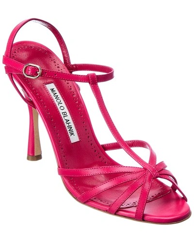 Shop Manolo Blahnik Marana 105 Leather Sandal In Pink