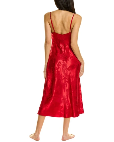Shop Natori Ryu Jacquard Midi Dress In Red