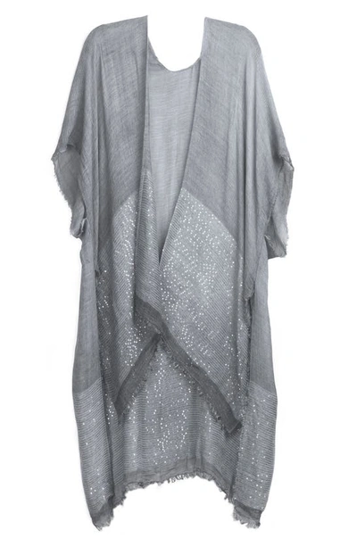 Shop Saachi Shimmer Sequin Longline Ruana In Grey