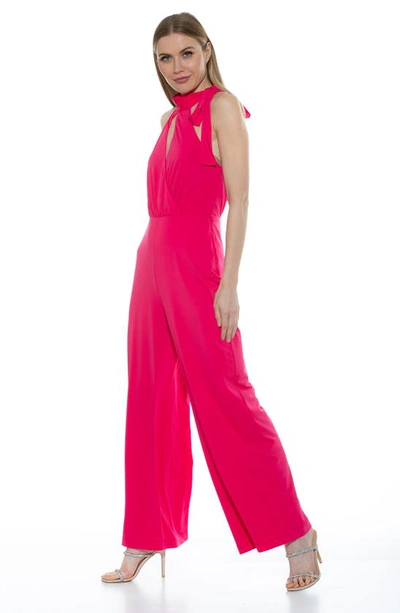 Shop Alexia Admor Sienna Halter Neck Wide Leg Jumpsuit In Hot Pink