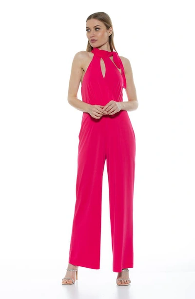 Shop Alexia Admor Sienna Halter Neck Wide Leg Jumpsuit In Hot Pink