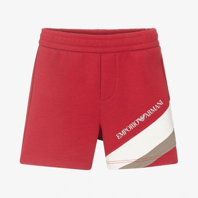 Shop Emporio Armani Baby Boys Red Cotton Jersey Shorts