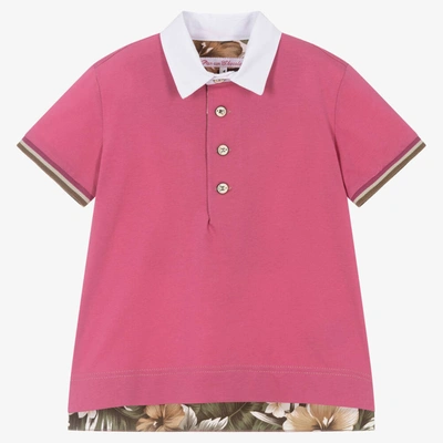 Shop Pan Con Chocolate Boys Pink Cotton Polo Shirt