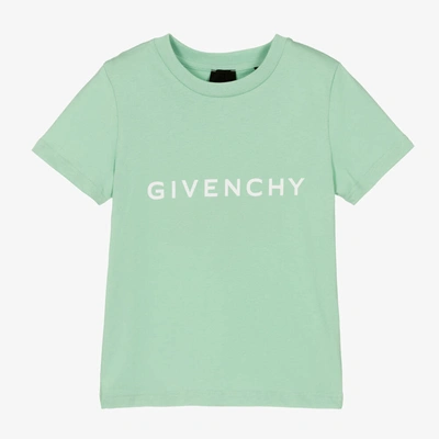 Shop Givenchy Boys Green Cotton Logo T-shirt