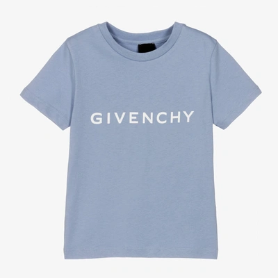 Shop Givenchy Boys Blue Cotton Logo T-shirt