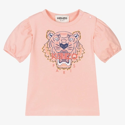 Shop Kenzo Kids Girls Pink Cotton Tiger T-shirt