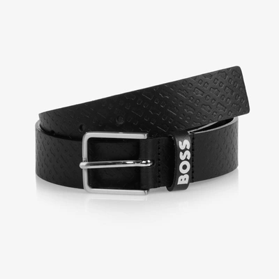 Shop Hugo Boss Boys Black Leather Logo Belt