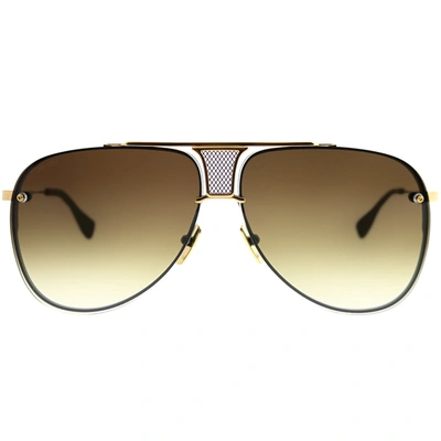Dita Decade-two Drx-2082-b-blk-gld-62 Unisex Aviator Sunglasses In Brown