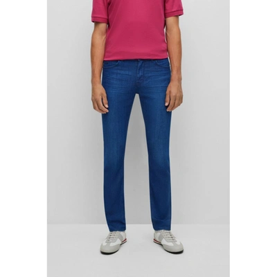 Shop Hugo Boss Regular-fit Jeans In Blue Cashmere-touch Denim