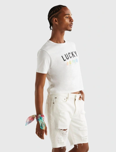 Lucky Brand Mens Pride Gender Neutral Crop Tee In White