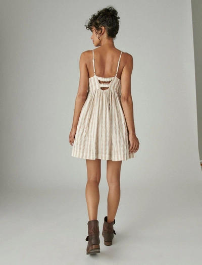 Shop Lucky Brand Womens Striped Mini Prep Dress In Beige
