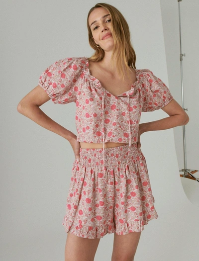 Lucky Brand Printed Cropped Top In Pink