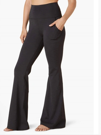 Shop Beyond Yoga Heather Rib All Day Flare Pant In Heather Black
