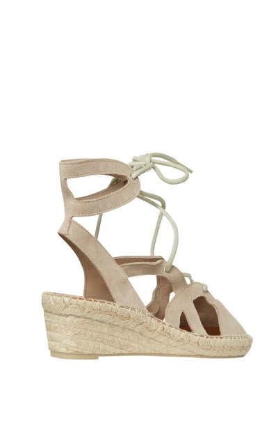 Shop Andre Assous Deanna Taupe Espadrille Wedge Sandal In Beige