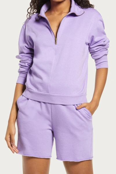 Shop Afrm Canon Fleece Half-zip Sweatshirt In Lilac In Purple