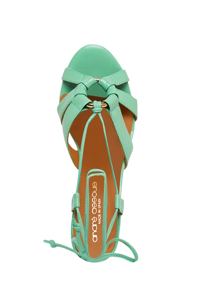 Shop Andre Assous Maggie Mint Lace Up Espadrille Heel In Green