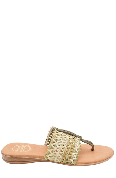 Shop Andre Assous Nice Woven Khaki Featherweight Sandal In Green
