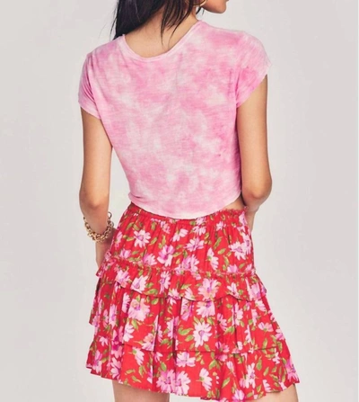 Shop Loveshackfancy Corbett Mini Skirt In Mambo Red In Pink