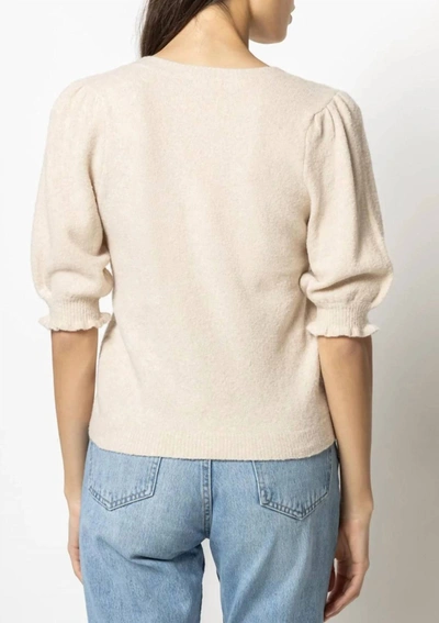 Shop Lilla P Elbow Sleeve V Neck Sweater In Oatmeal In Beige