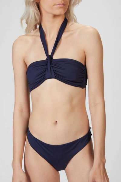 Shop Asceno Verona Bikini Top In Navy In Blue