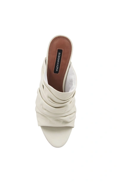 Shop Bcbgmaxazria Sarani Optic White Ruched Leather Heel Mule