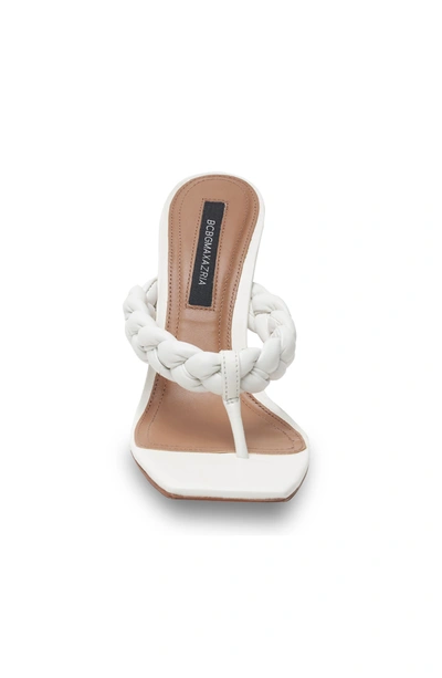 Shop Bcbgmaxazria Bella Optic White Leather Braided Sandal Heel