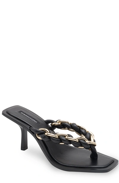 Shop Bcbgmaxazria Mistia Black Leather Braided Chain Sandal Heel