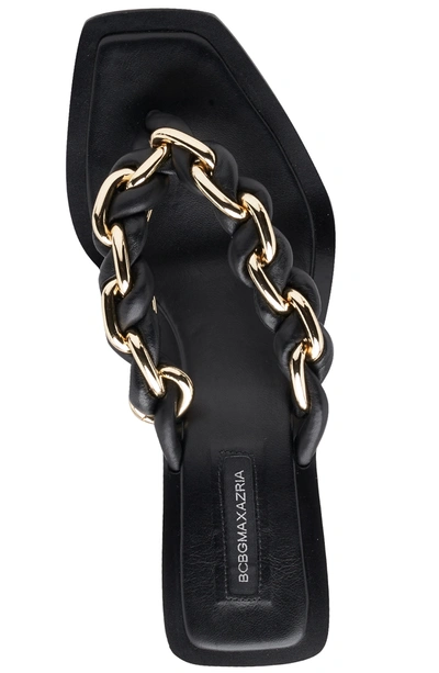 Shop Bcbgmaxazria Mistia Black Leather Braided Chain Sandal Heel
