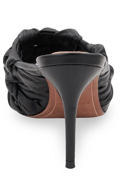 Shop Bcbgmaxazria Dori Black Knotted Leather Sandal Heel