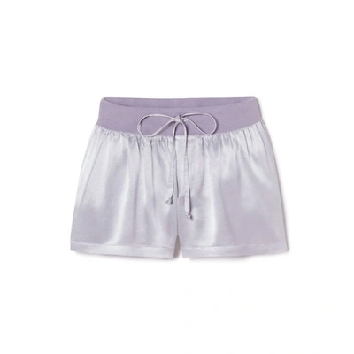 Shop Pj Harlow Mikel Satin Boxer Short With Draw String In Lavender In Purple