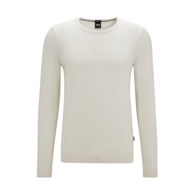 Shop Hugo Boss Slim-fit Sweater In Virgin Wool In White