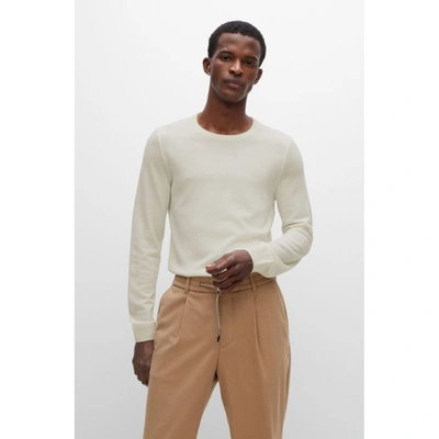 Shop Hugo Boss Slim-fit Sweater In Virgin Wool In White