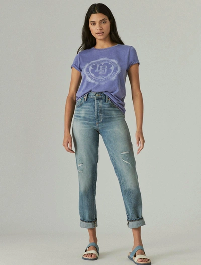 Shop Lucky Brand Womens Lucky Crest Classic Crew In Purple