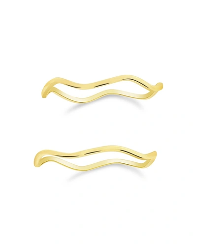 Sterling Forever Women's 14k Gold Vermeil Sterling Silver 2-piece Wave Stacking Ring Set In Gold